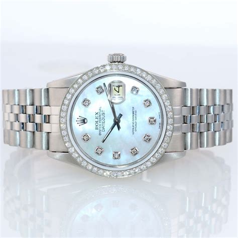 rolex datejust 36 white gold diamond bezel|Rolex Datejust diamond markers.